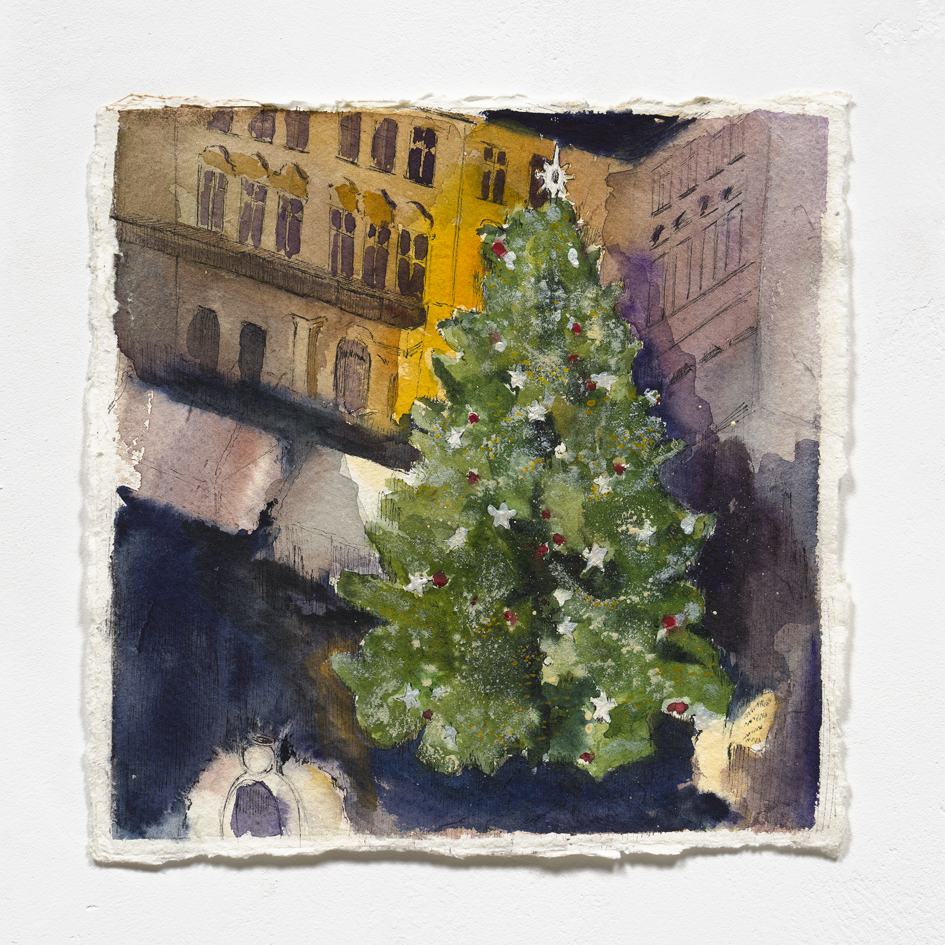 「Weihnachtsmarkt」, 2023, Watercolour on paper, 20 x 20 cm